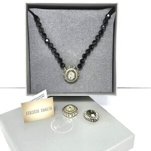 Heidi Daus Enchante Beaded Magnetic Necklace 3 Pendants